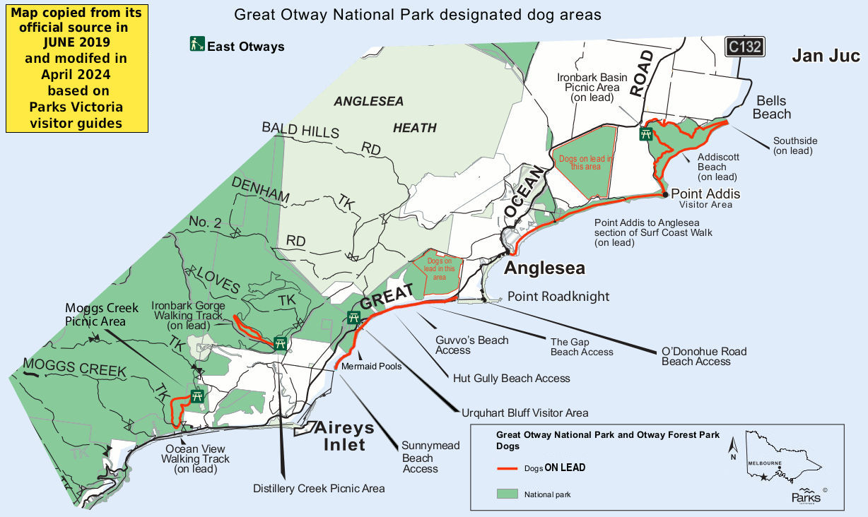 Great Otway National Park - east dog beach map