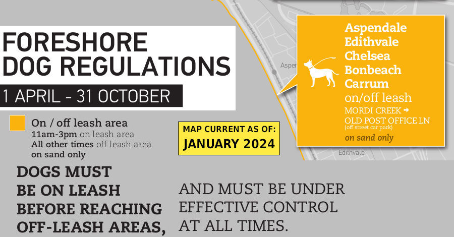 Aspendale & Edithvale winter dog beach map