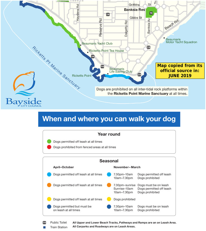 Beaumaris dog beach map