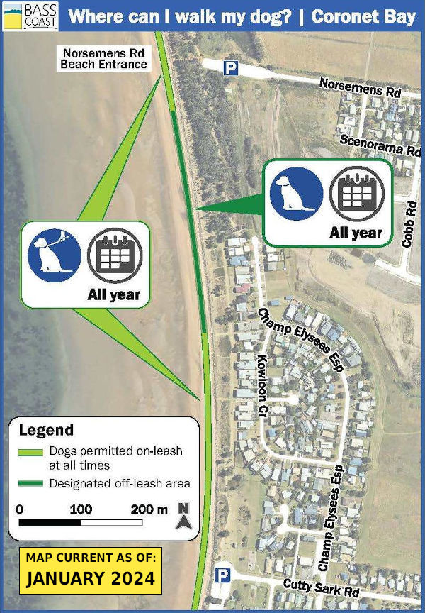 Coronet Bay dog beach map