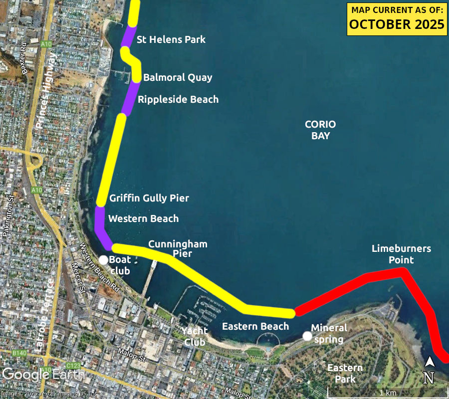 Geelong central dog beach map