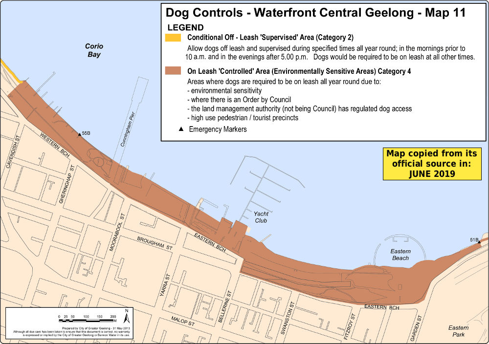 Geelong waterfront dog beach map