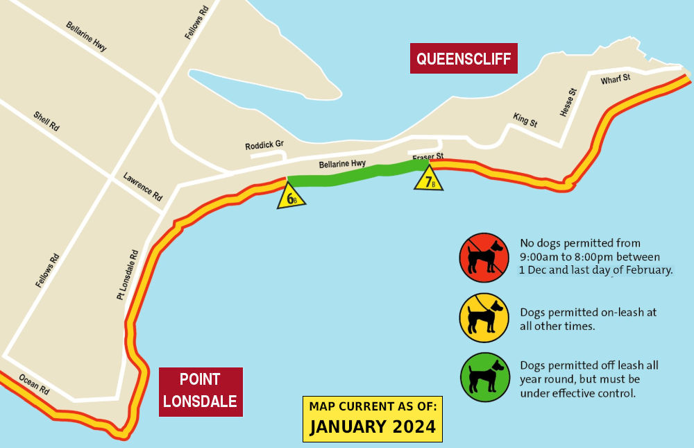 Point Lonsdale & Queenscliff dog beach map