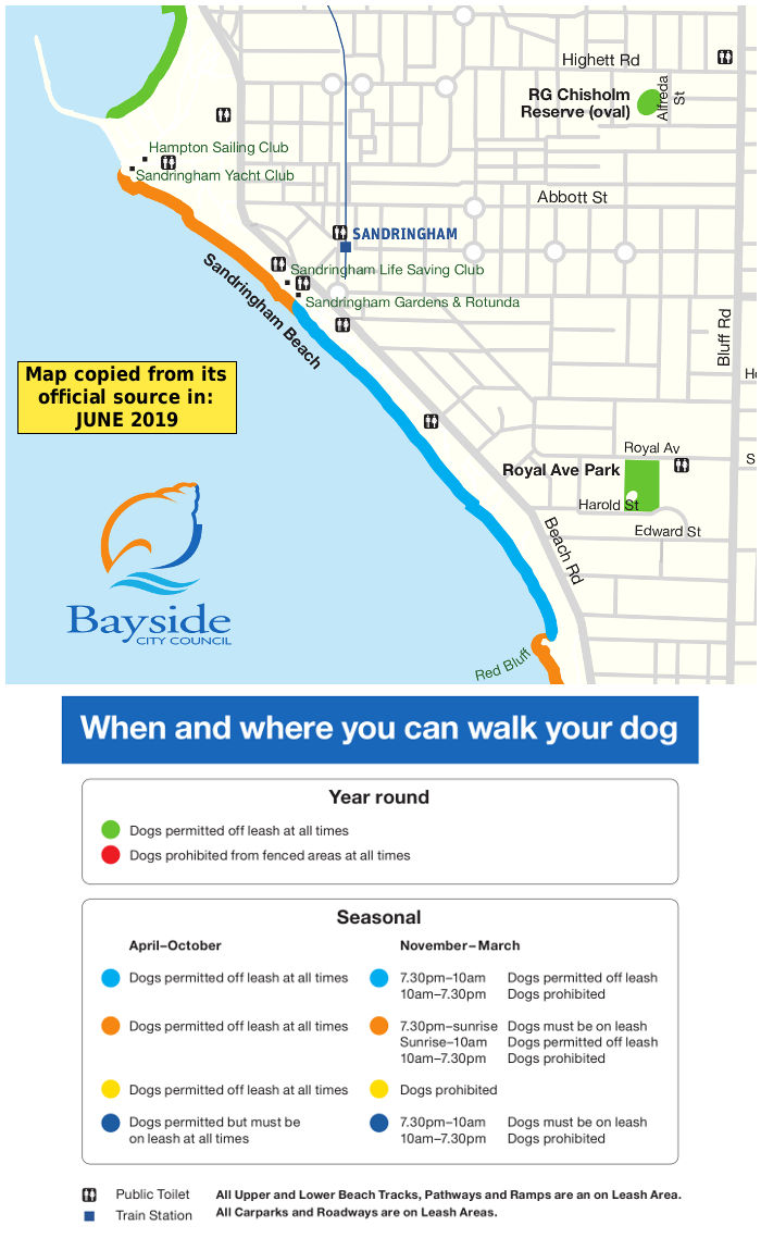 Sandringham dog beach map