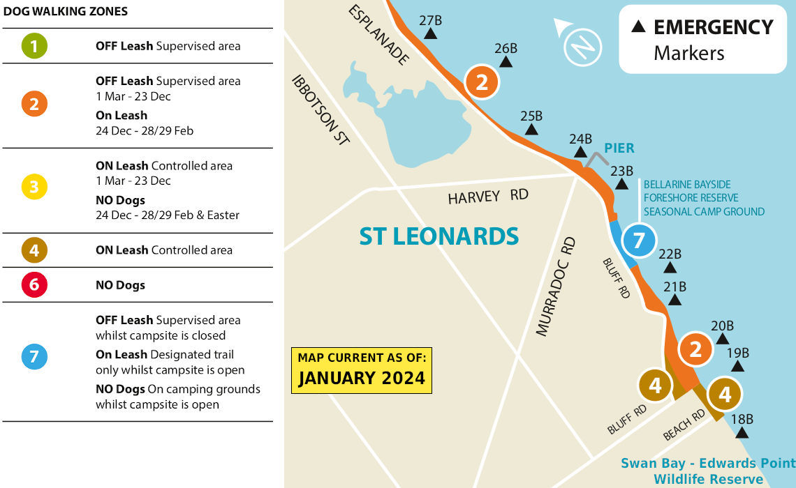 St Leonards dog beach map