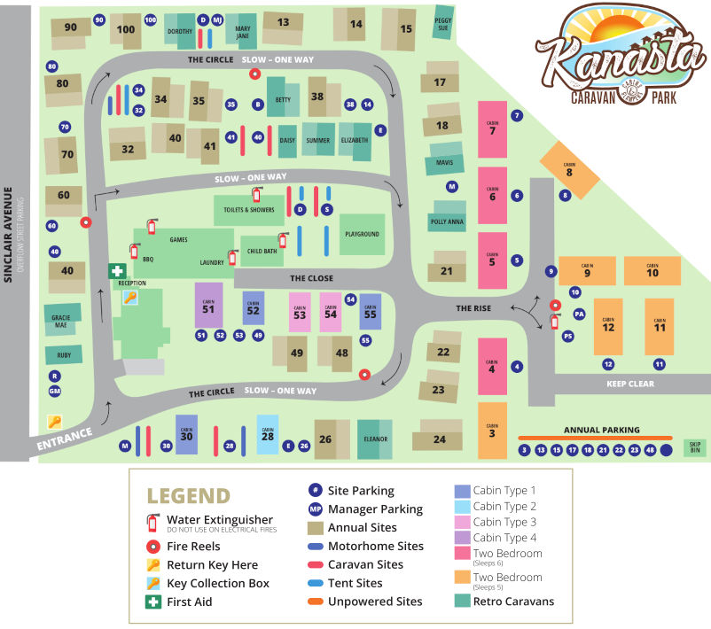 Kanasta Caravan Park - Park map