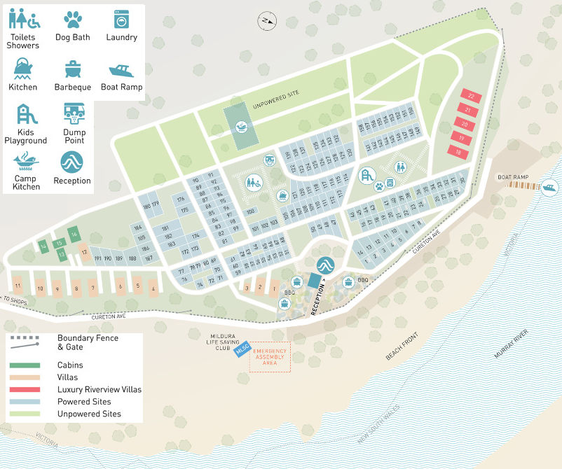 Apex RiverBeach Holiday Park - Park map