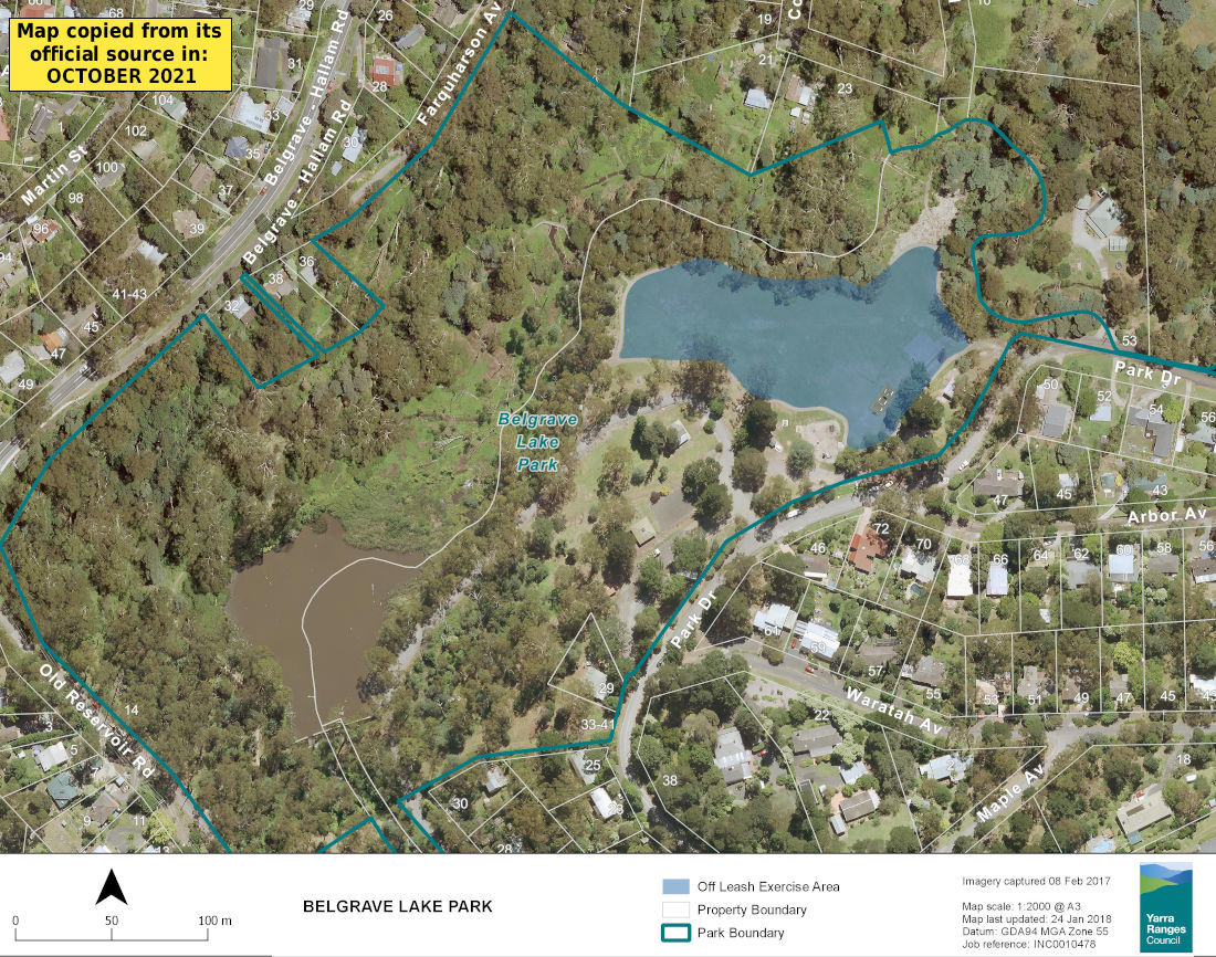 Belgrave Lake Park dog off-lead map