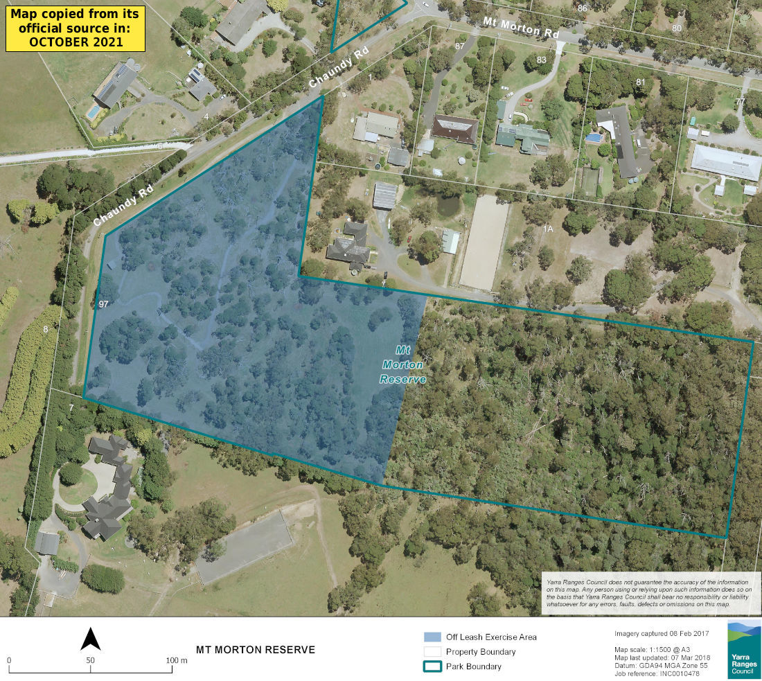 Mount Morton Reserve dog off-lead map