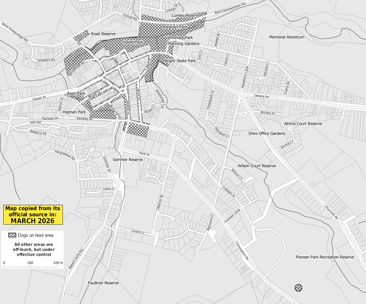 Bright off-leash dog map