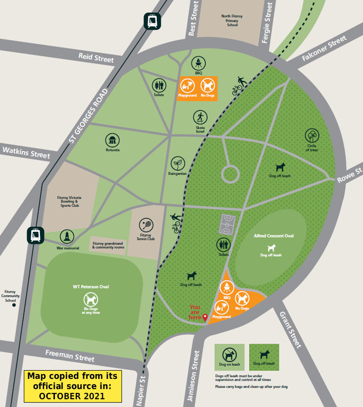 Edinburgh Gardens dog off-lead map