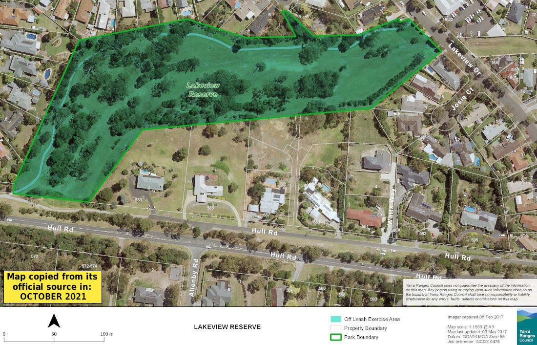 Lakeview Reserve dog off-lead map