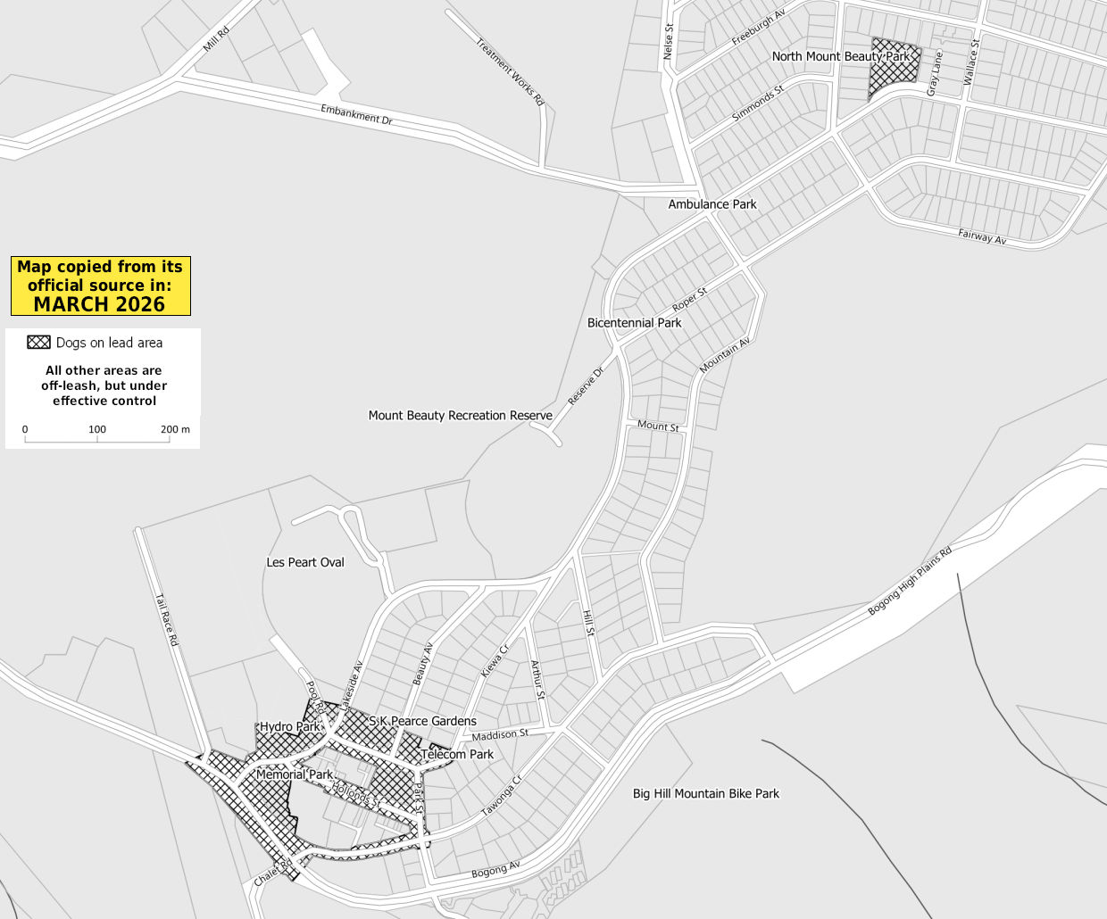 Mount Beauty off-leash dog map