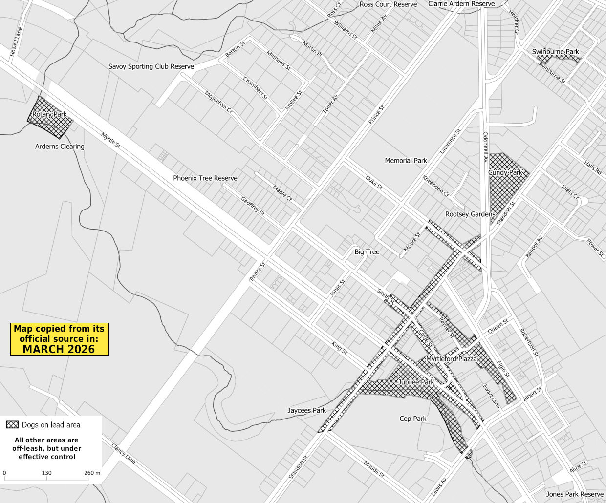 Myrtleford off-leash dog map