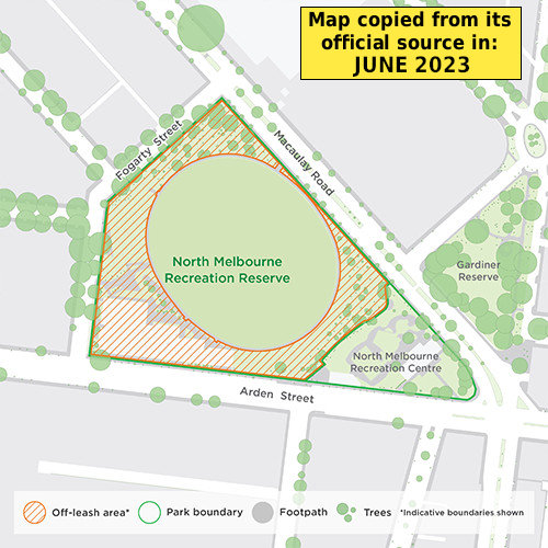 North Melbourne Recreation Reserve dog off-lead map
