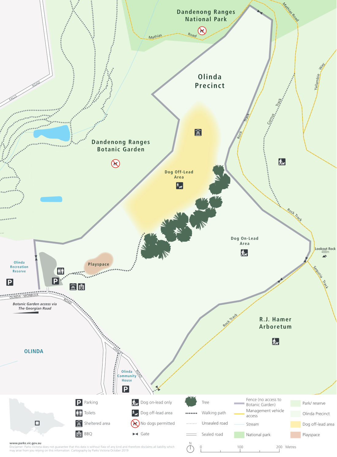 Olinda Precinct dog off-leash map
