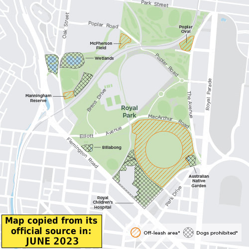 Royal Park dog off-lead map