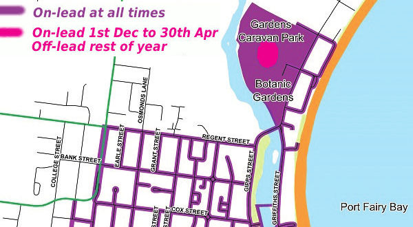 Gardens Caravan Park dog off-lead map